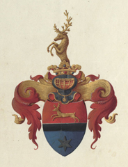 Familiewappen des Geheimrath Dr. jur. August von Roentgen