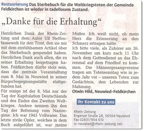 Leserbrief Rhein-Zeitung vom 16. Mai 2013